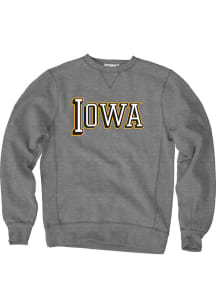 Blue 84 Iowa Hawkeyes Mens Grey Projection Long Sleeve Crew Sweatshirt