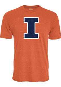 Blue 84 Illinois Fighting Illini Orange Distressed Primary Logo Short Sleeve Fashion T Shirt