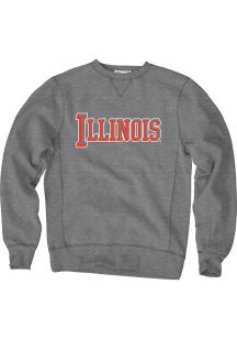 Blue 84 Illinois Fighting Illini Mens Grey Arch Name Projection Long Sleeve Fashion Sweatshirt