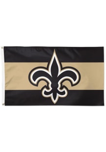 New Orleans Saints Horizontal Stripes Silk Screen Grommet Flag - Black