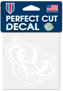 Wisconsin Badgers 4x4 White Auto Decal - Red