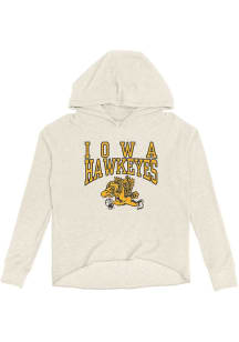 Iowa Hawkeyes Womens Ivory Cozy Fleece Crop Hooded Sweatshirt