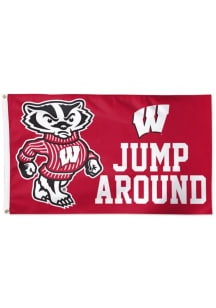 Wisconsin Badgers Mascot Silk Screen Grommet Flag - Red