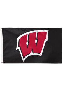 Wisconsin Badgers Deluxe Silk Screen Grommet Flag - Black