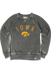 Blue 84 Iowa Hawkeyes Womens Black Burnout Crew Sweatshirt