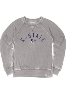 Blue 84 K-State Wildcats Womens Grey Burnout Crew Sweatshirt