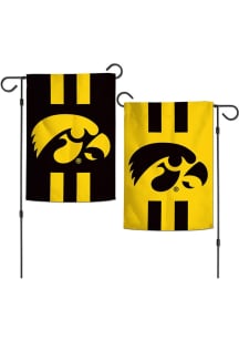Iowa Hawkeyes Stripes Garden Flag - Black