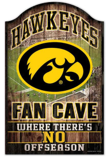 Iowa Hawkeyes 11 x 17 Fan Cave Wood Sign - Black