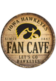 Iowa Hawkeyes 14 inch Round Wood Sign - Black
