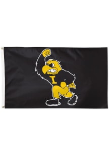 Iowa Hawkeyes 3x5 Fighting Herky Silk Screen Grommet Flag - Black