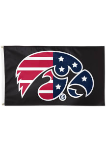 Iowa Hawkeyes 3x5 Patriotic Silk Screen Grommet Flag - Black