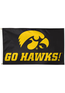 Iowa Hawkeyes 3x5 Slogan Silk Screen Grommet Flag - Black