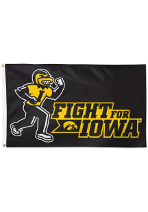 Iowa Hawkeyes Mascot 3x5 Silk Screen Grommet Flag - Black