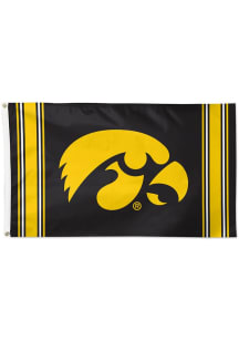 Iowa Hawkeyes Vertical Stripes 3x5 Silk Screen Grommet Flag - Black