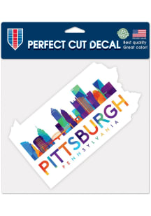 Pittsburgh Colorful City Skyline Auto Decal - White