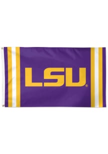 LSU Tigers Vertical Stripes 3x5 Silk Screen Grommet Flag - Purple