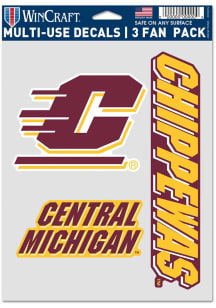 Central Michigan Chippewas 3pk Fan Auto Decal - Maroon