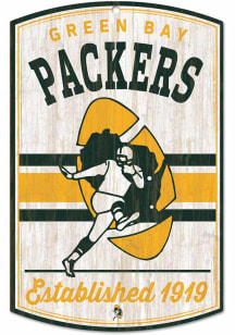 Green Bay Packers 11x17 Retro Wood Sign - Green