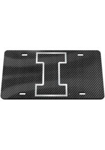 Illinois Fighting Illini Orange Carbon Car Accessory License Plate