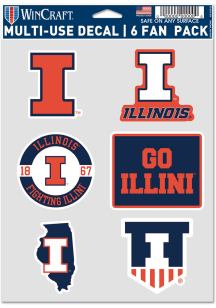 Illinois Fighting Illini 6Pk Fan Auto Decal - Orange