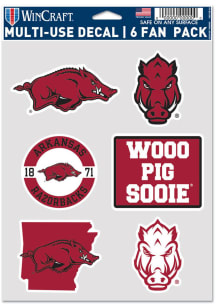 Arkansas Razorbacks 6 Pack Fan Auto Decal - Red