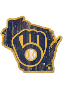 Milwaukee Brewers State Shape Sign - Navy Blue