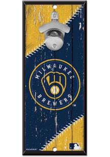 Milwaukee Brewers 5x11 inch Bottle Opener Sign - Navy Blue