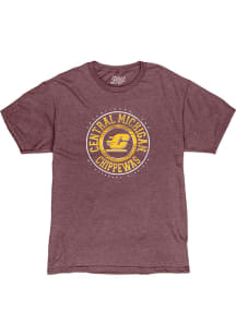 Blue 84 Central Michigan Chippewas Maroon Circle Logo Short Sleeve Fashion T Shirt