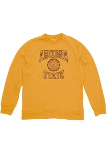 Blue 84 Arizona State Sun Devils Mens Gold Vintage Fleece Number One Seal Long Sleeve Fashion Swea..