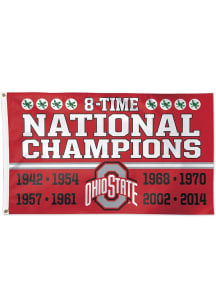 Ohio State Buckeyes 3x5 8x National Champs Silk Screen Grommet Flag - Red