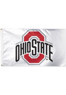 Ohio State Buckeyes 3x5 White Silk Screen Grommet Flag - Red