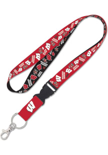 Wisconsin Badgers Scatterprint Lanyard - Red