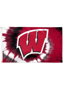 Wisconsin Badgers Tie Dye Silk Screen Grommet Flag - Red