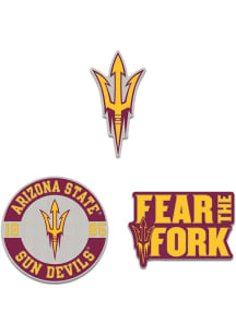 Arizona State Sun Devils Souvenir 3pk Enamel Design Pin - Maroon