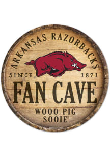 Arkansas Razorbacks round fan cave Sign - Red