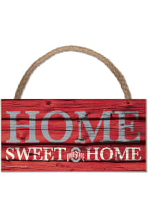 Ohio State Buckeyes 5x10 Wood Rope Sign - Red