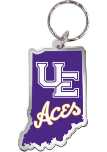 Evansville Purple Aces State Shape Keychain - Purple