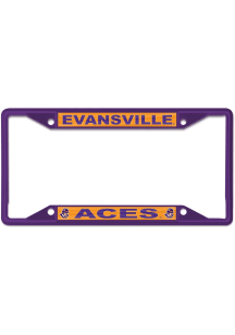 Evansville Purple Aces Printed Metallic License Plate Frame - Purple