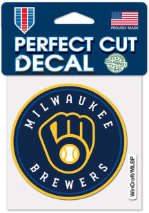 Milwaukee Brewers 4x4 Inch Design Auto Decal - Navy Blue