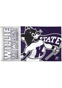 K-State Wildcats 3x5 Mascot Silk Screen Grommet Flag - Purple