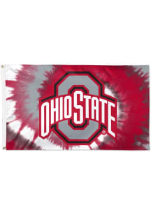 Ohio State Buckeyes 3x5 Tie Dye Silk Screen Grommet Flag - Red
