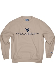 Blue 84 West Virginia Mountaineers Mens Khaki Campbell Long Sleeve Crew Sweatshirt