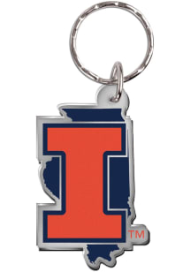 Illinois Fighting Illini State Shape Keychain - Orange