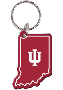 Indiana Hoosiers State Shape Keychain - Red