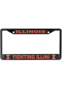 Illinois Fighting Illini Laser Cut Carbon License Plate Frame - Orange