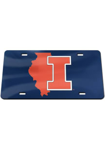 Illinois Fighting Illini Orange State Shape Team Color Car Accessory License Plate
