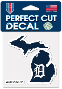Detroit Tigers 4x4 State Shape Auto Decal - Orange