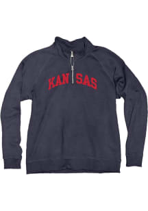 Blue 84 Kansas Jayhawks Womens Navy Blue Sanded Fleece Qtr Zip