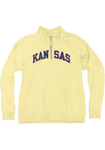 Blue 84 Kansas Jayhawks Womens Yellow Sanded Fleece Qtr Zip