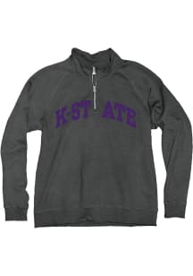 Blue 84 K-State Wildcats Womens Charcoal Sanded Fleece Qtr Zip